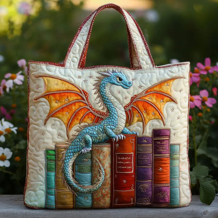 Bolsa Artesanal - Dragón Esmeralda, Guardián de los Libros