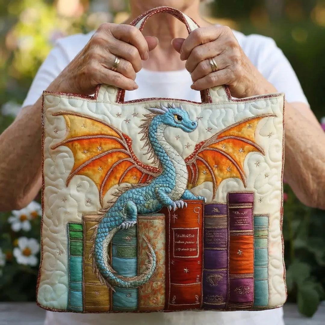 Bolsa Artesanal - Dragón Esmeralda, Guardián de los Libros
