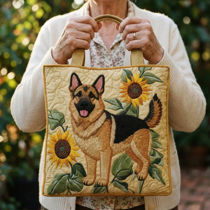 Bolsa Artesanal - Pastor Alemán con Estampado Floral