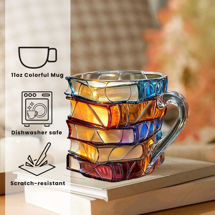 Taza 3D Artesanal Única para Amantes de los Libros